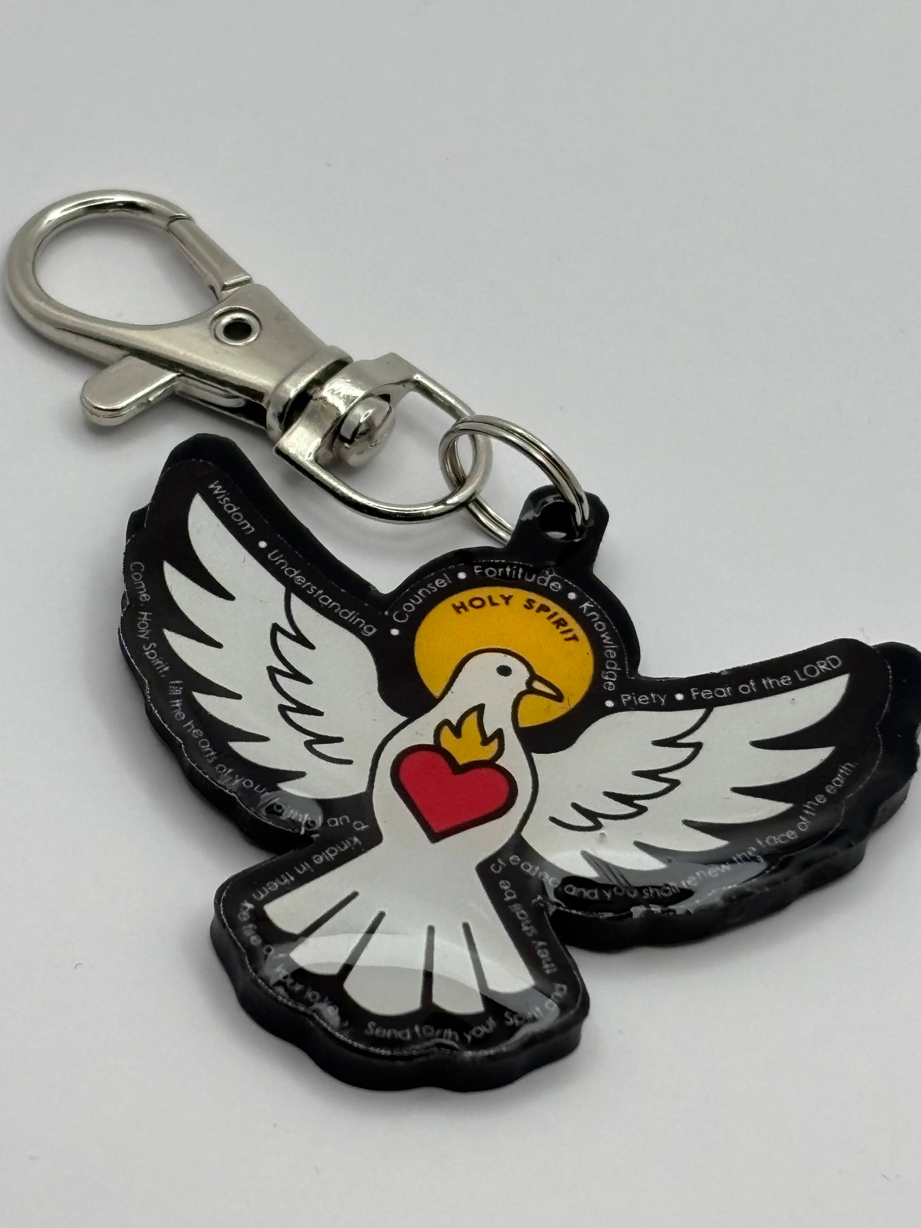 Uplifting Lil Holy Spirit KeyChain.  Acrylic and Resine Small Key Chain