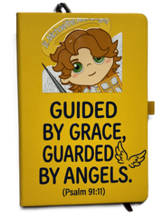 Uplifting Lil Saints Notebook A5 Hardcover Prayer Journal Lined for Bible Study & Daily Faith Notes – Saint Michael (Yellow)