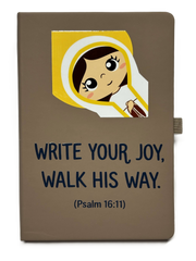 Uplifting Lil Saints Notebook A5 Hardcover Prayer Journal Lined for Bible Study & Daily Faith Notes – Our Lady of Fatima (Medium Brown)