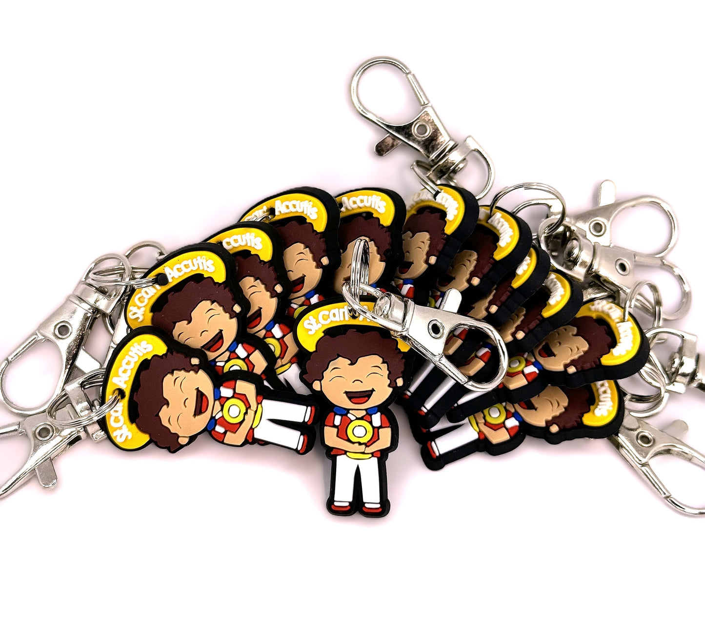 Bundle of Joy: 12 Pcs Uplifting Lil Saint Key Chain.  Soft PVC Small Key Chain Bundle