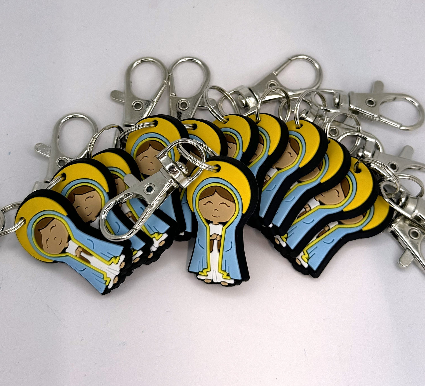 Bundle of Joy: 12 Pcs Uplifting Lil Saint Key Chain.  Soft PVC Small Key Chain Bundle