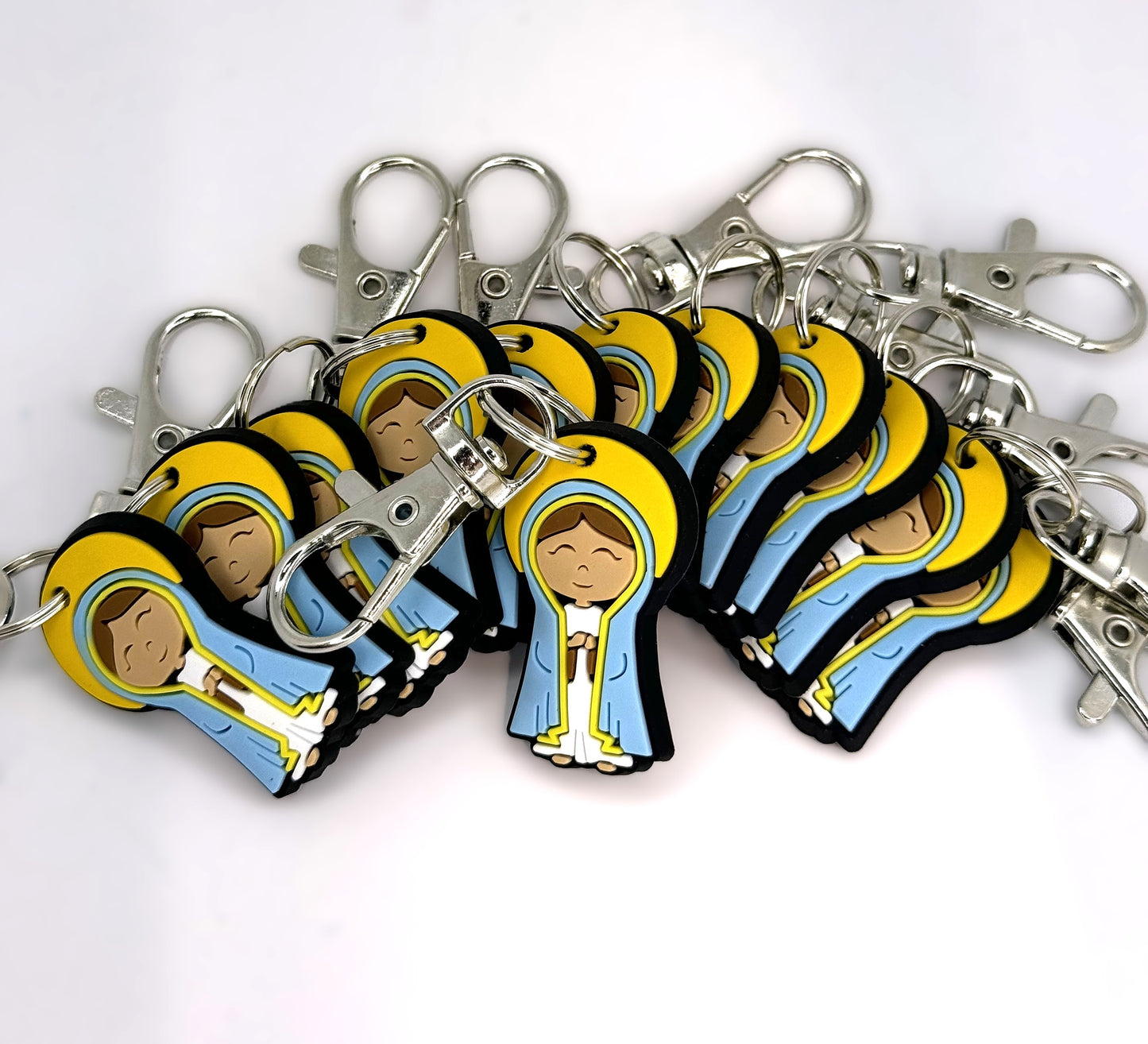 Bundle of Joy: 12 Pcs Uplifting Lil Saint Key Chain.  Soft PVC Small Key Chain Bundle