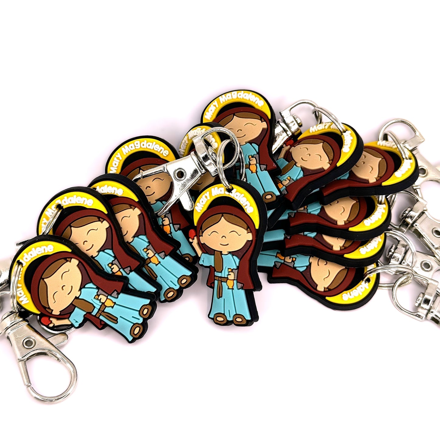 Bundle of Joy: 12 Pcs Uplifting Lil Saint Key Chain.  Soft PVC Small Key Chain Bundle