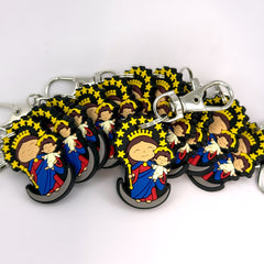 Bundle of Joy: 12 Pcs Pick your favorite Uplifting Lil Saint Key Chain.  Soft PVC Small Key Chain Bundle – Virgin w baby Jesus 12 Pcs