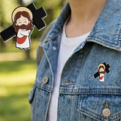 Faith & Style – Uplifting Medal Enamel Pin – Jesus carring Cross