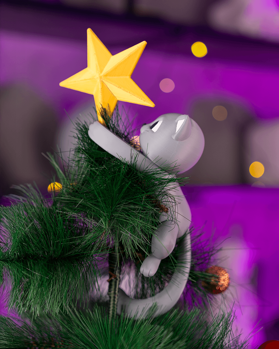 Uplifting Meowy Christmas Tree Topper
