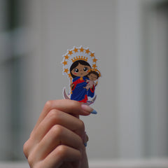 Uplifting Lil Saints Sticker (Pick your Favorite) (2.5 Inch Tall) – Our Lady w/Baby Jesus
