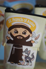 Telescopic Pencil bag canvas with Zipper, Uplifting Lil – St Francis of Assisi