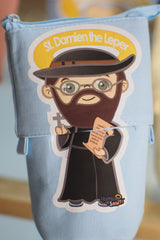 Telescopic Pencil bag canvas with Zipper, Uplifting Lil – St Damien the Leper