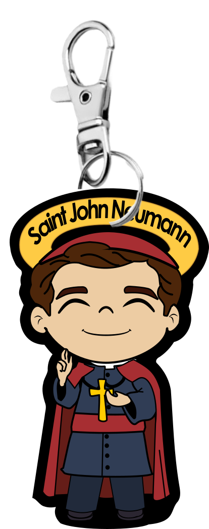 Saint John Neumann Uplifting Lil Saint Keychain.  Soft PVC Small Keychain