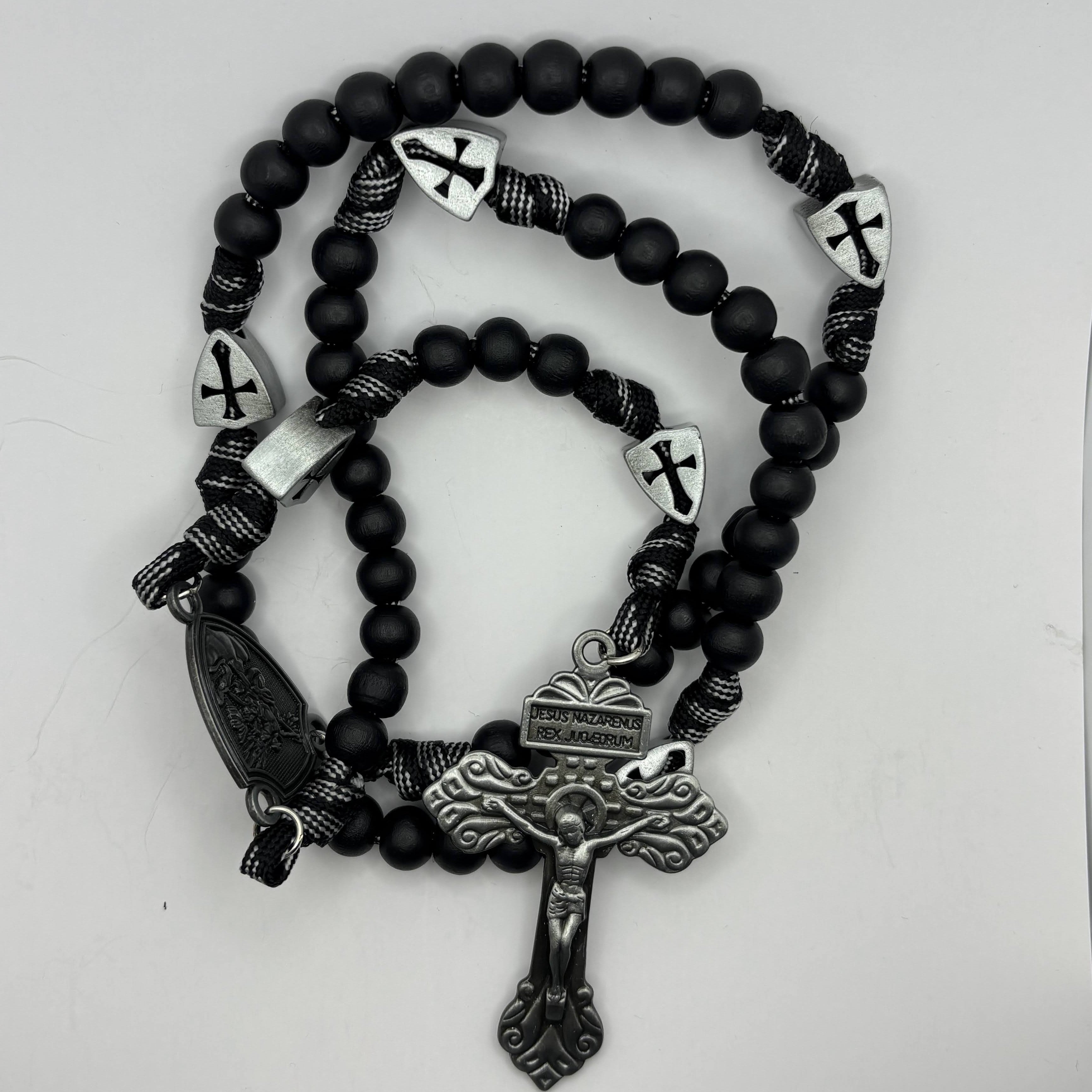 Panacord Rosary — uplifting St Michael the Archangel Medal wooden beads