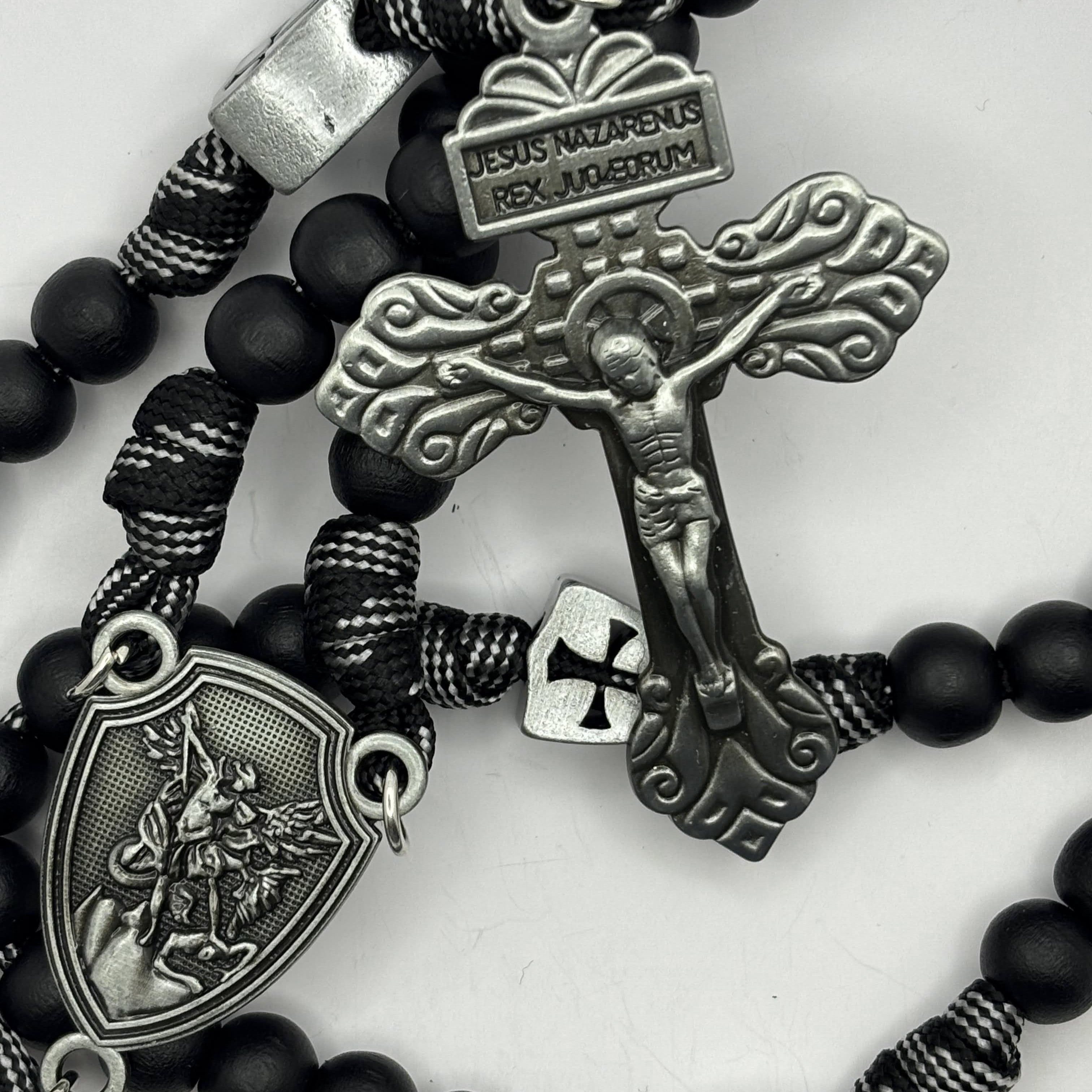 Panacord Rosary — uplifting St Michael the Archangel Medal wooden beads