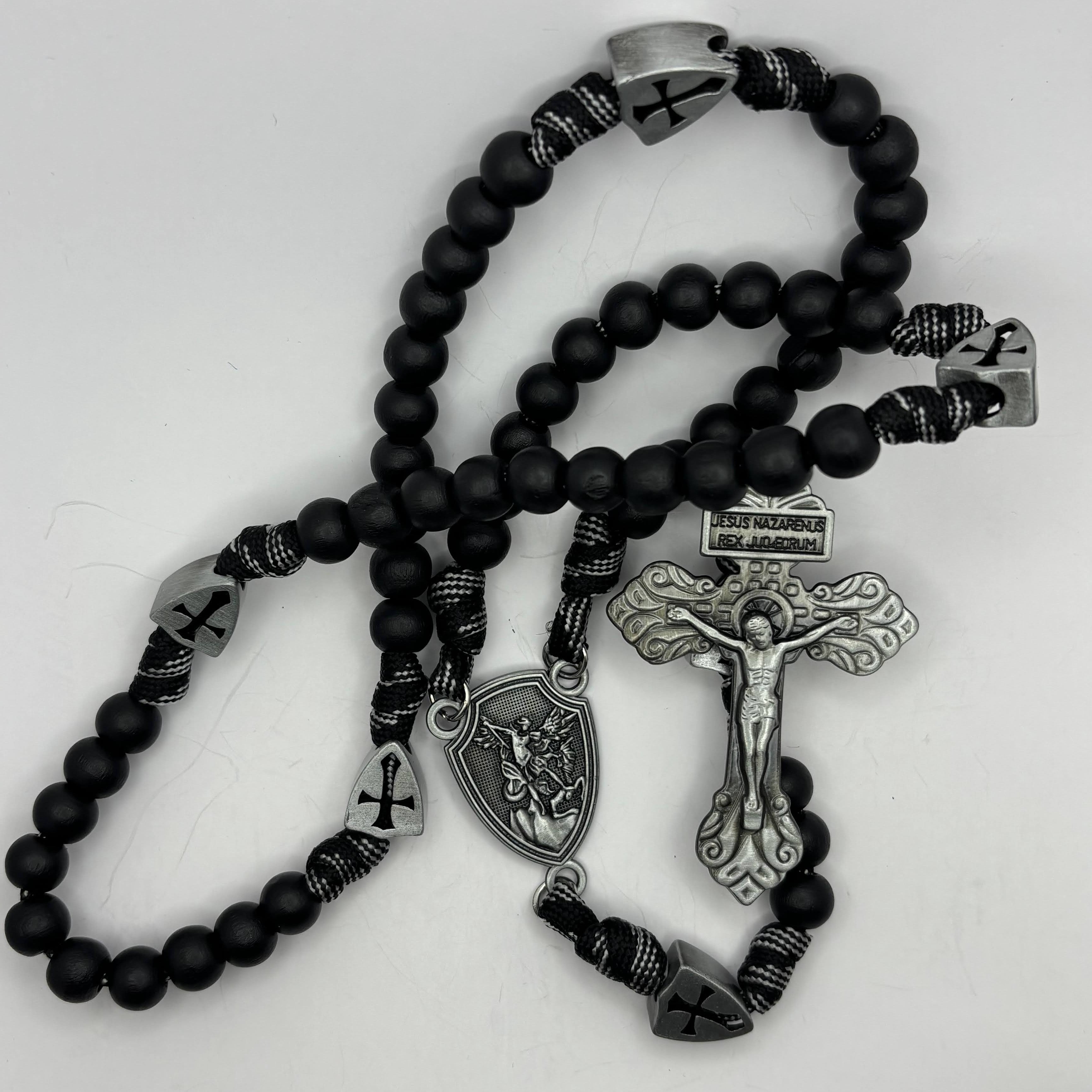 Panacord Rosary — uplifting St Michael the Archangel Medal wooden beads