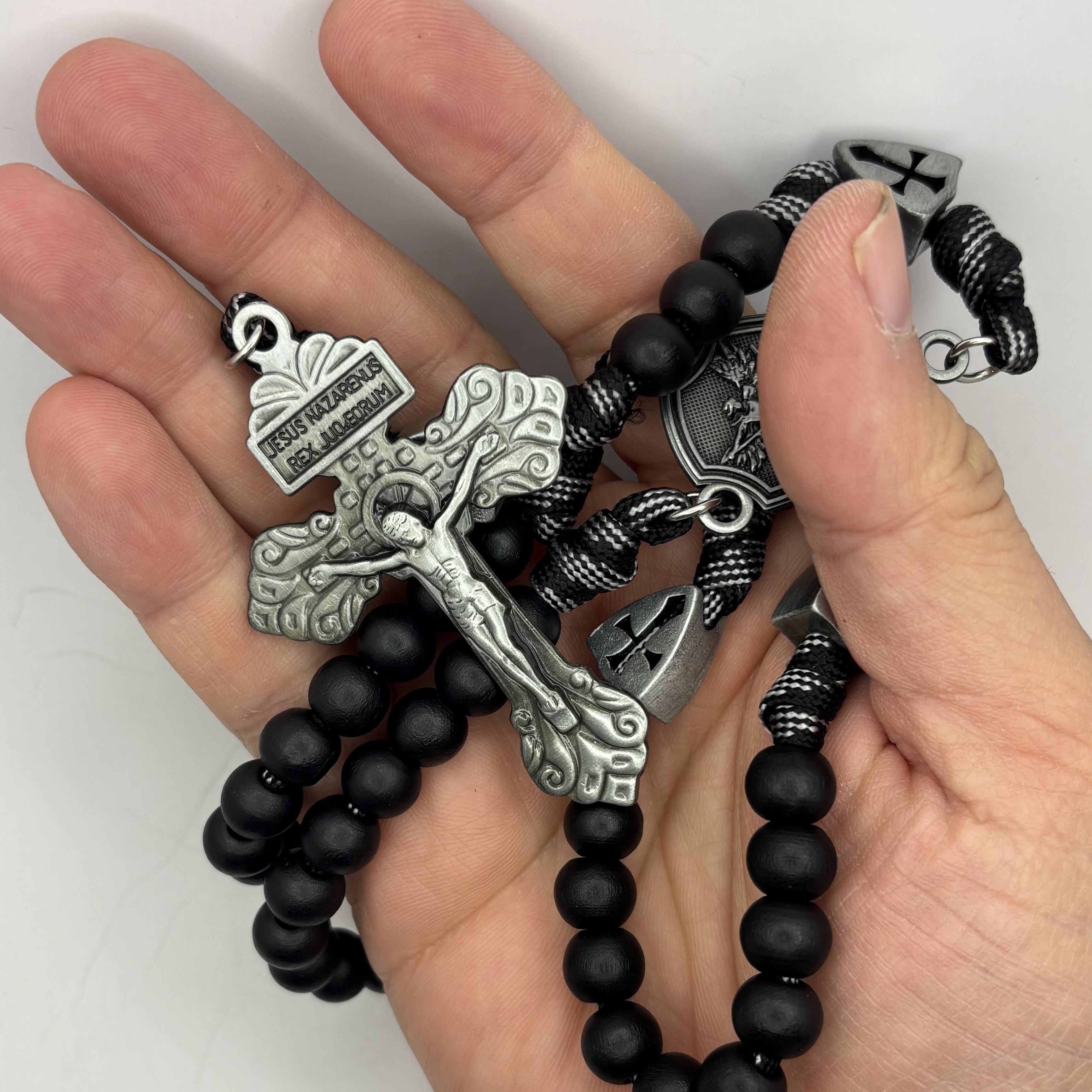 Panacord Rosary — uplifting St Michael the Archangel Medal wooden beads