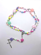 Rosary Plastic Colorful  Beads Jesus Cross Pendant Prayer Rosary