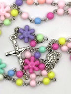 Rosary Plastic Colorful  Beads Jesus Cross Pendant Prayer Rosary