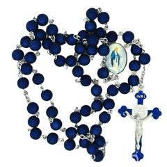 Rosary Uplifting frosted blue acrylic beads with a Beautiful enamel Crucifix