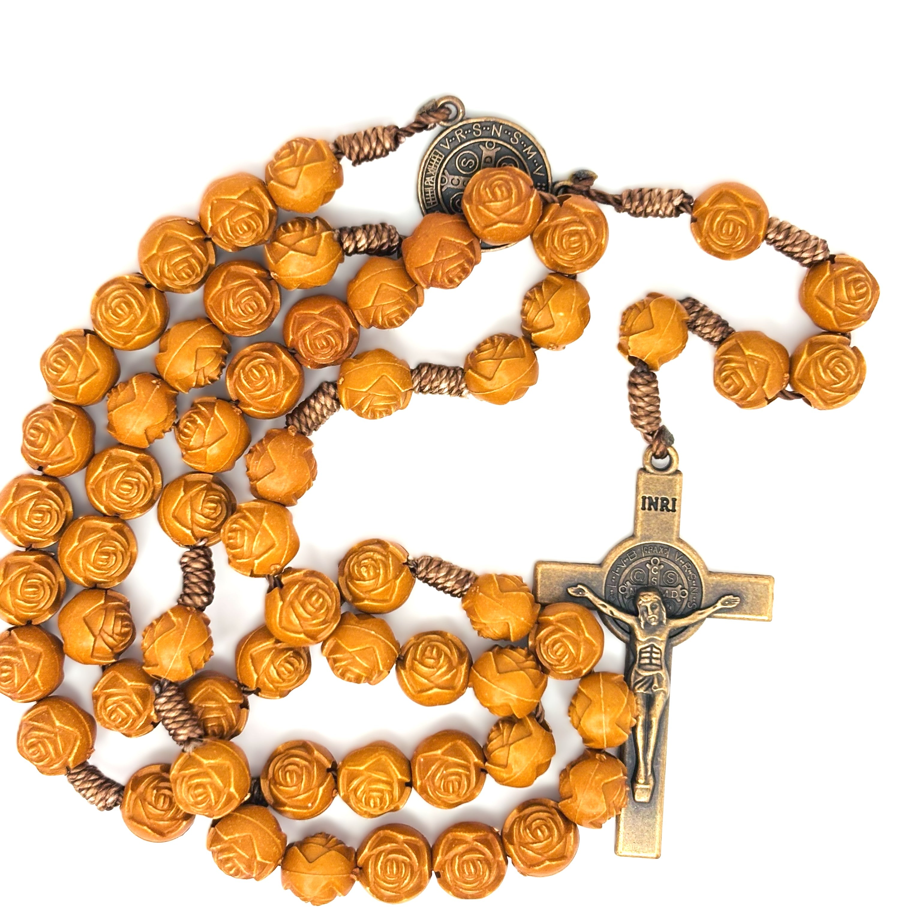 Rosary Uplifting beautifully crafted wood-like Plastic Rose-Shaped Beads