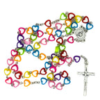 Rosary Uplifting Plastic Colorful Heart Shaped Beads Jesus Cross Pendant Prayer Rosary