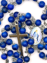 Rosary Uplifting  glass-like 6mm beads crafted from durable resin—silver-toned crucifix