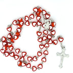 Rosary Uplifting Red Heart Rosary with Silver chain and Cross Pendant