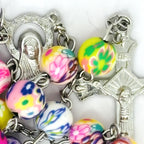 Rosary Uplifting colorful polymer clay beads in floral and abstract patterns