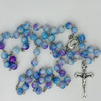 Rosary Uplifting  glass-like beads crafted from durable resin—silver-toned crucifix and Jerusalem medallion