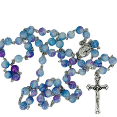 Rosary Uplifting  glass-like beads crafted from durable resin—silver-toned crucifix and Jerusalem medallion