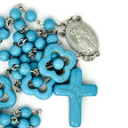 Rosary Uplifting Turquoise-colored-Stone-like Resin Beads and Cross Prayer Rosary