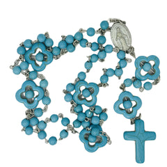 Rosary Uplifting Turquoise-colored-Stone-like Resin Beads and Cross Prayer Rosary