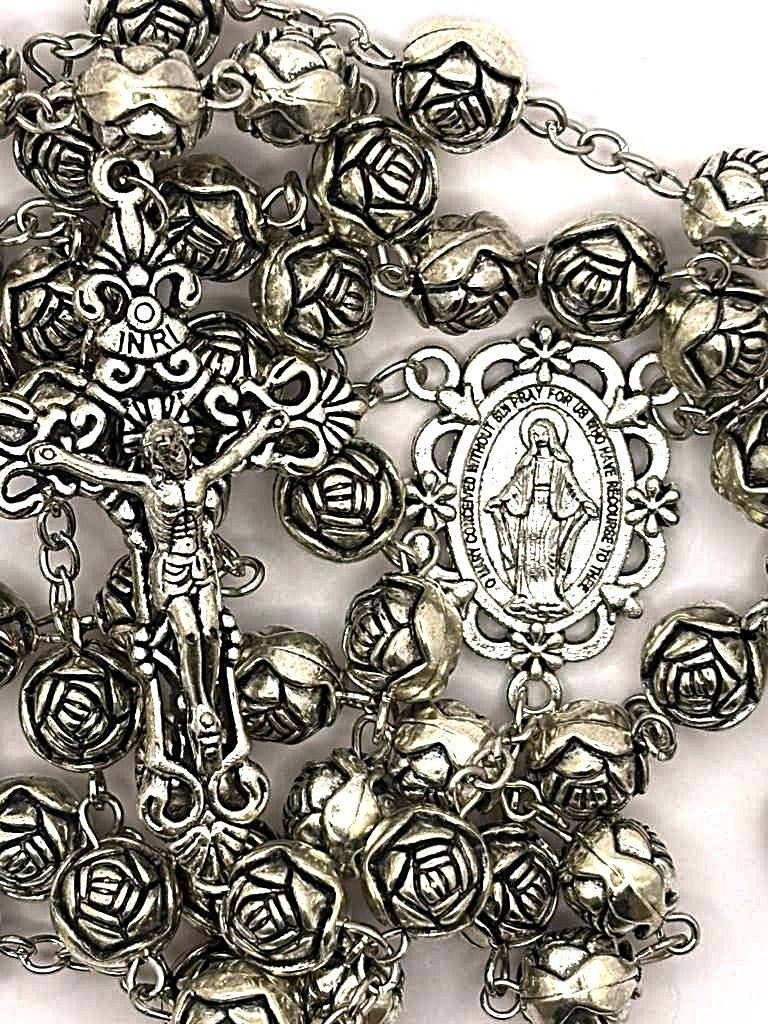 Rosary Uplifting beautifully crafted wood-like Plastic Rose-Shaped Beads