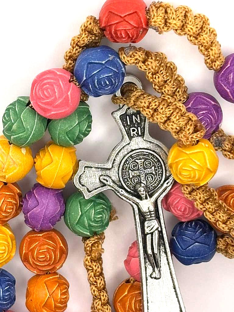 Rosary Uplifting beautifully crafted wood-like Plastic Rose-Shaped Beads