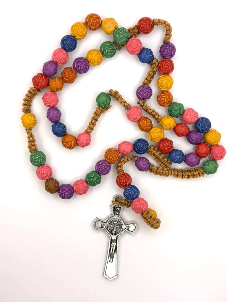 Rosary Uplifting beautifully crafted wood-like Plastic Rose-Shaped Beads