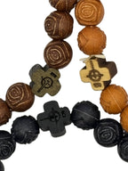 Uplifting Bracelet beautifully crafted wood-like Plastic Rose-Shaped Beads