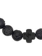 Uplifting Bracelet beautifully crafted wood-like Plastic Rose-Shaped Beads