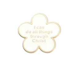 Faith & Style – Uplifting Medal Enamel Pin – I can do all things Flower
