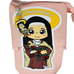 Telescopic Pencil bag canvas with Zipper, Uplifting Lil – St Therese of Liseux