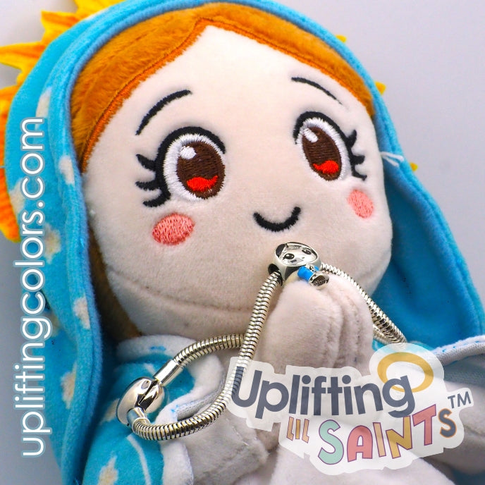 Uplifting Lil Saints - Virgin Mary Charm - exquisite Silver Jewerly Bracelet and Virgin Mary Bundle