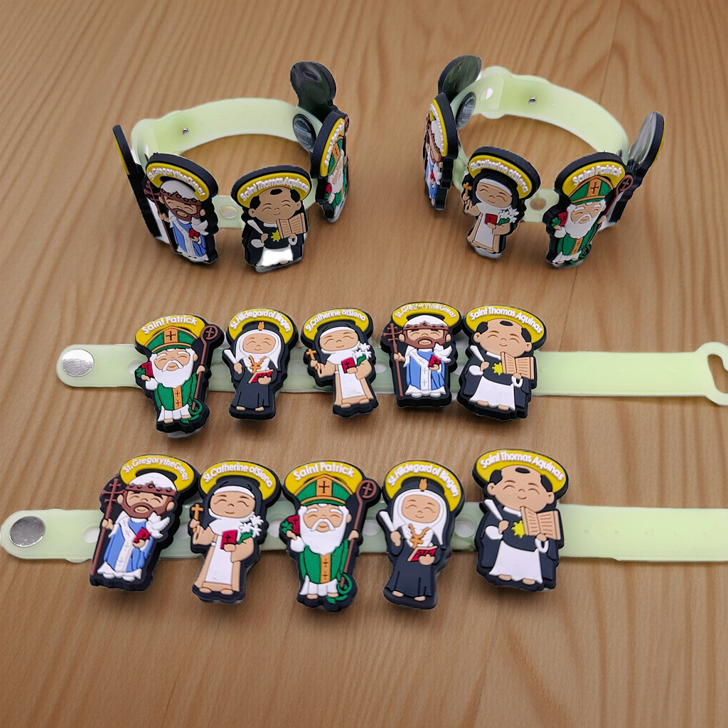 VBS Bracelet perfect for Rainforest Falls. Charms for shoes with holes Style Bracelete.  Soft touch PVC Charms and Silicone Bracelet featuring Uplifitng Lil Saints