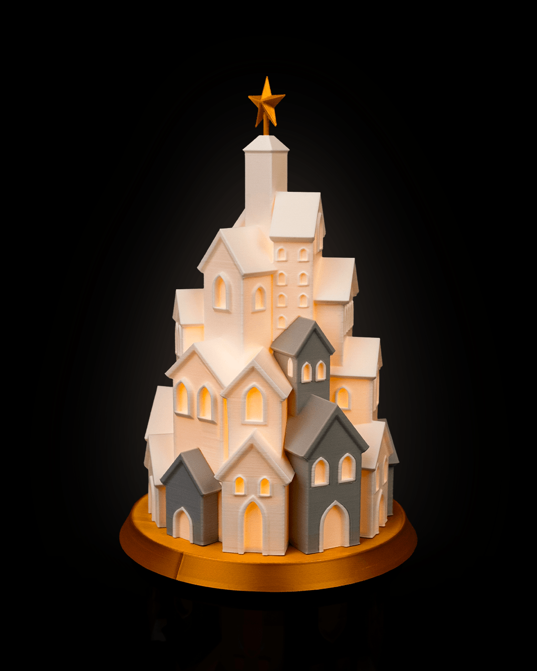 Uplifting Winter Village Table Lamp