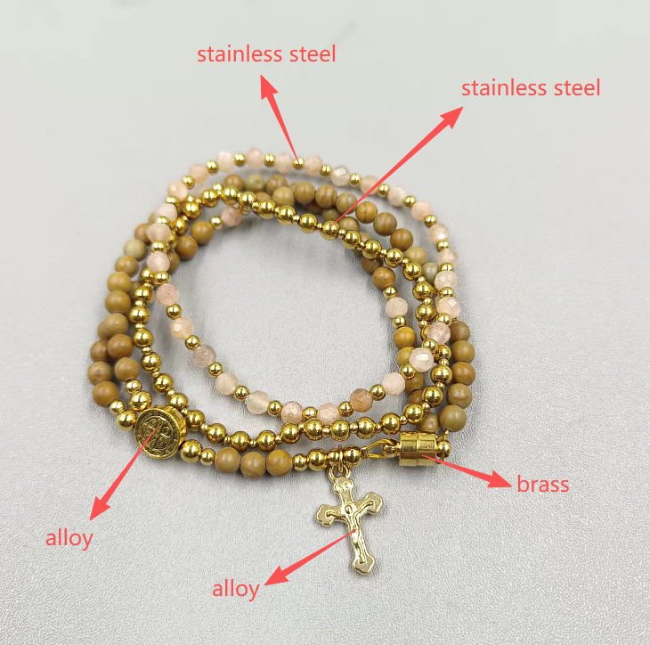 Rosary Bracelet with Natural Gemstone and Secure Magnetic Clasp, Perfect Gift for First Communion, Confirmation, and Sacraments