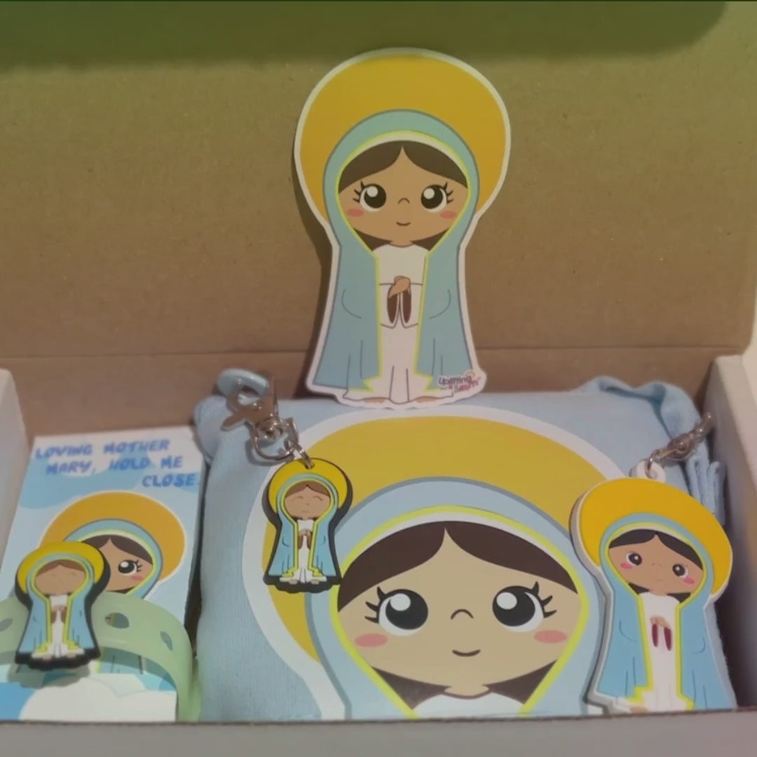 Personalized extra cute Gift Box: Virgin Mary or Jesus Collection for First Communion, Confirmation, or Baptism